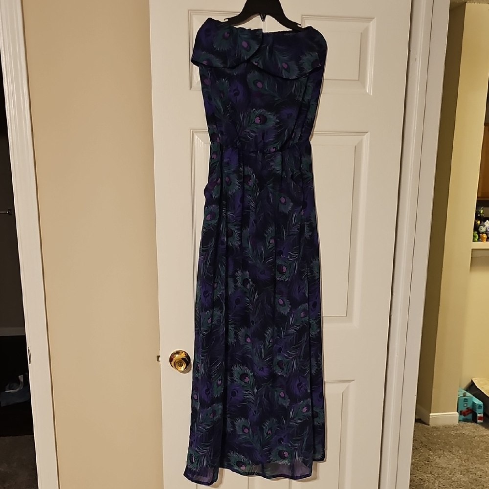 Kirra Purple Peacock-Print Maxi Dress